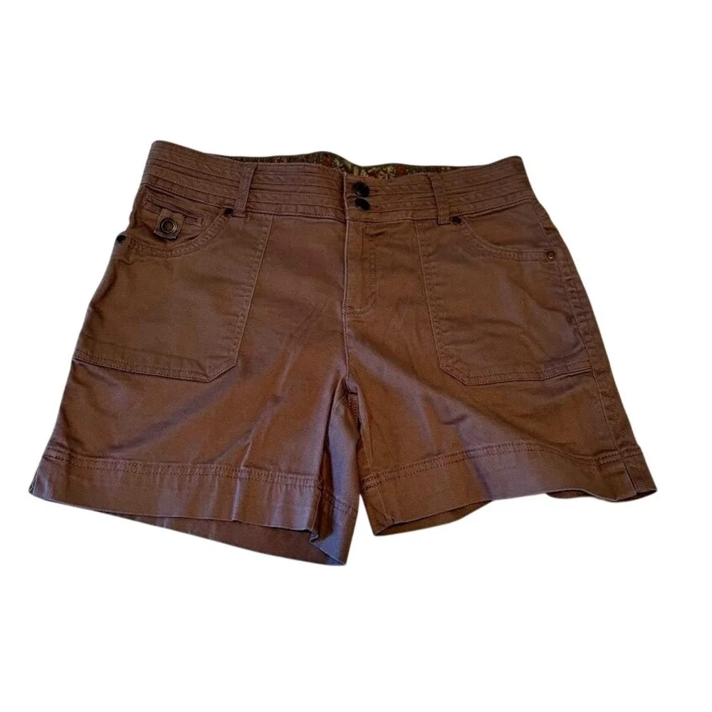 Dakota Blue Utility Shorts Women 6 Brown Cotton Stretch Boho Cargo‎ Pockets